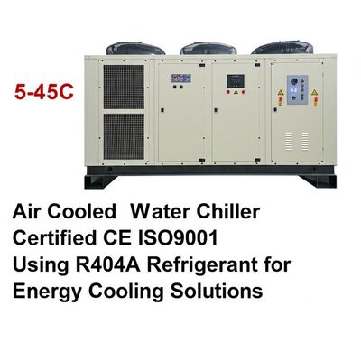 Zakres temperatury otoczenia 5-45C Chiller wody chłodzonej powietrzem Certyfikowany CE ISO9001 Używając R404A Chłodnik do rozwiązań chłodzących energią